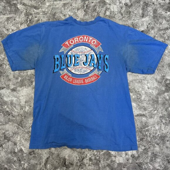 Toronto Blue Jays 1988 Short Sleeve Shirt Single Stitch L Waves Actionwear READ - Picture 1 of 8